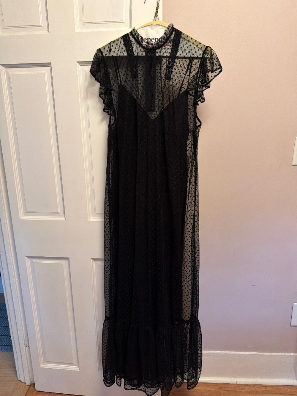 Black long lace dress with slip
